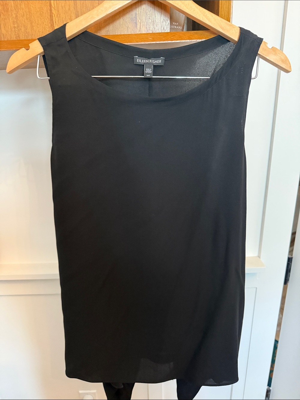 Eileen Fisher Black Sleeveless Silk Shell